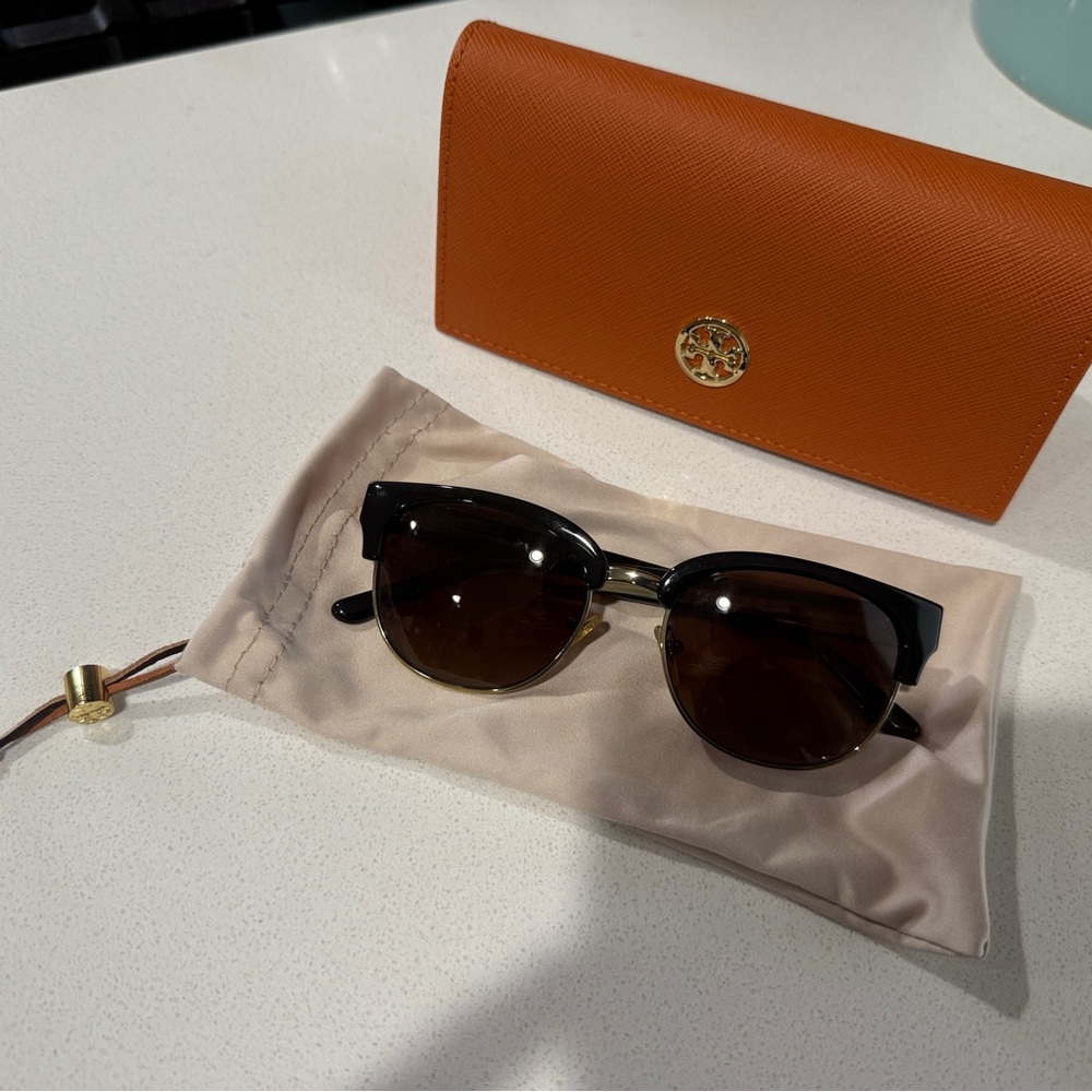 Tory Burch Black Sunglasses with Orange Case